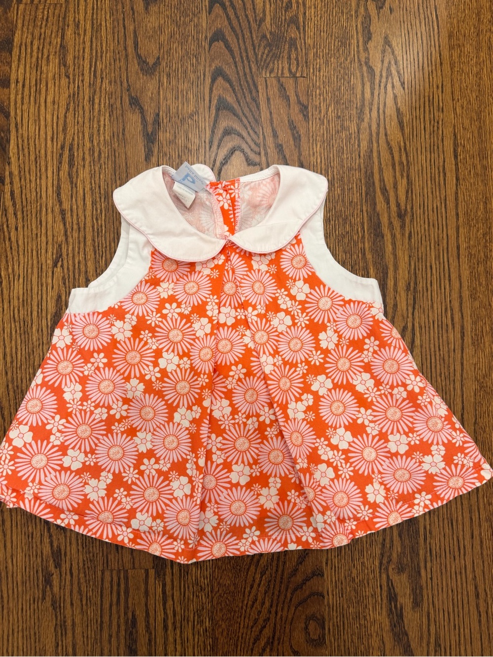 bella bliss Orange & White Floral Sleeveless Top with Peter Pan Collar